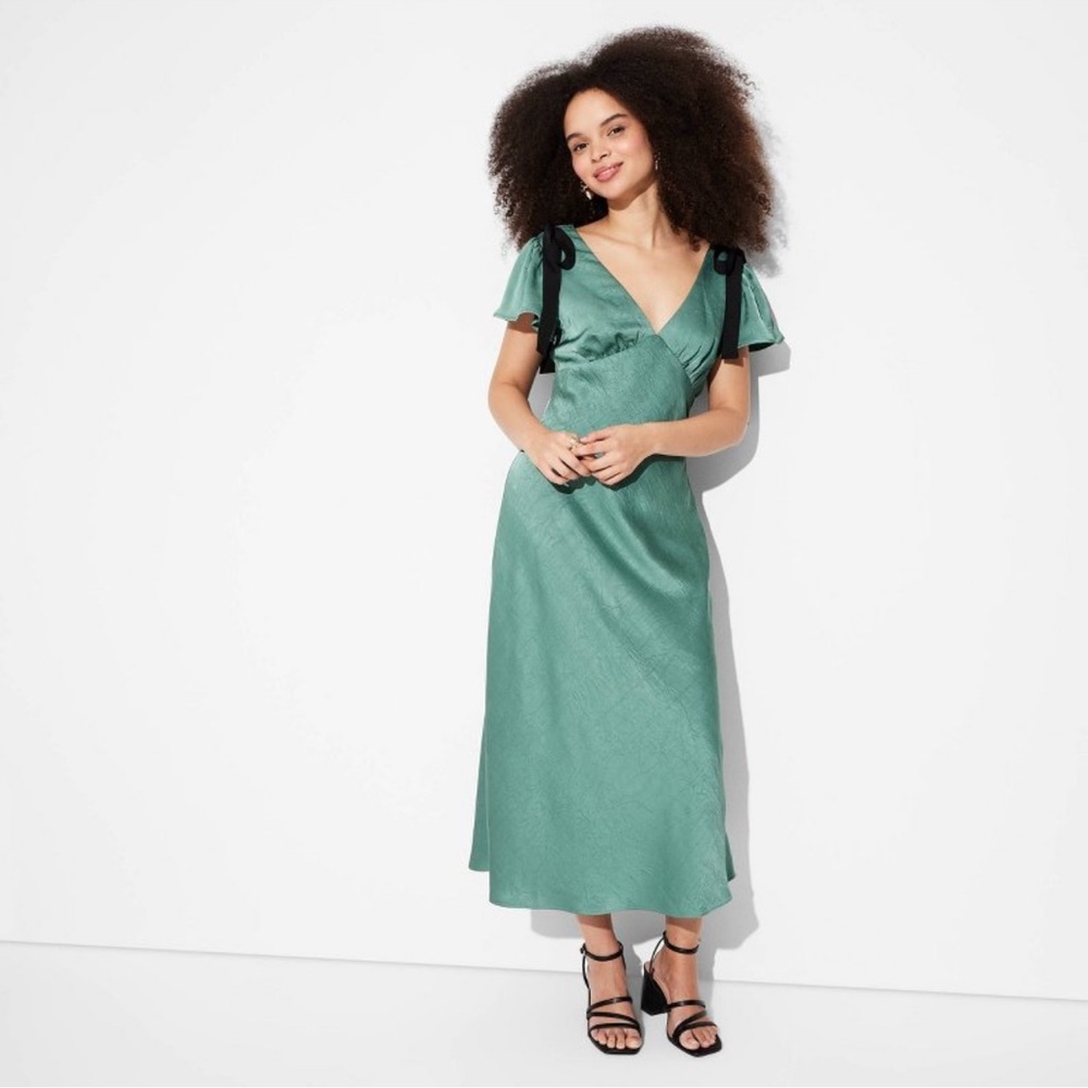 Women's Flutter Short Sleeve Maxi A-Line
Dress - Wild Fable™ Moss Green XXS NWT
